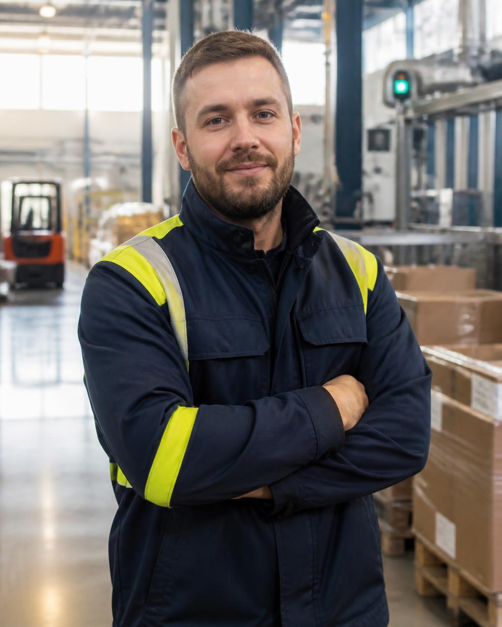 Mitarbeiter von Personalservice Meyer in einer Produktions- und Lagerhalle